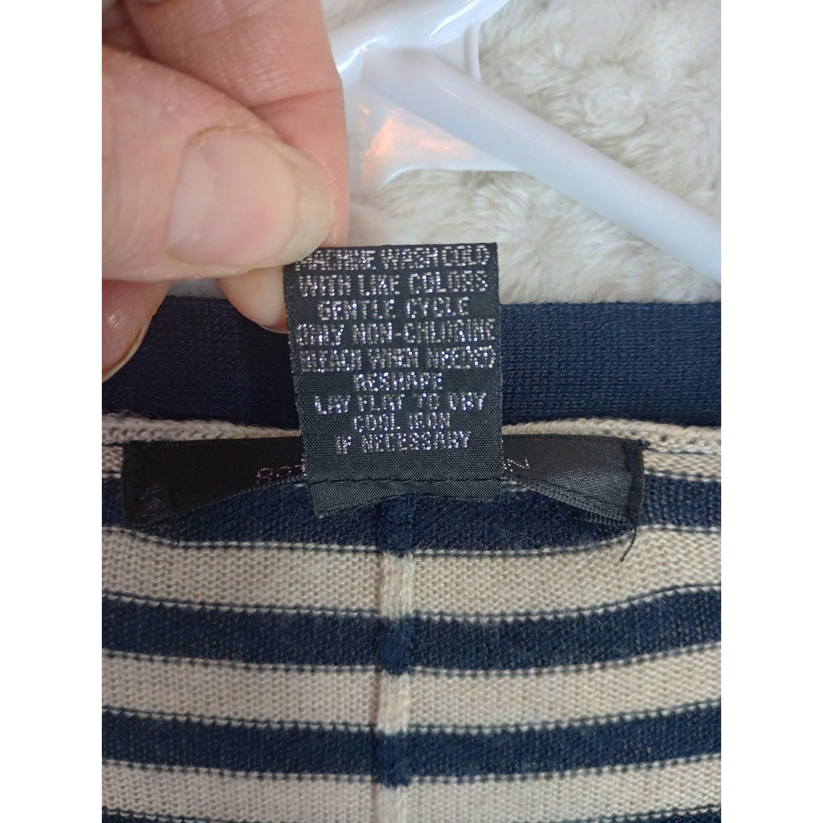 89th & Madison Women's Xl Navy Cream Striped Cardigan Duster — image 7 of 8